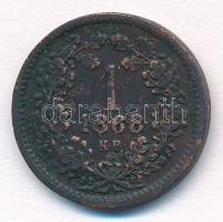 1868KB 1kr Cu "Angyalos címer" T:2- patina Adamo M4.1