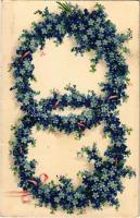Virágos üdvözlőlap / floral greeting card, litho s: M. Unger