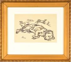 Rippl-Rónai József (1861-1927): A kacsáról álmodó kutya. Cinkográfia, papír, jelzett a cinkográfián,...