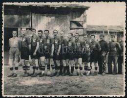 1935 Szeged, Focisták és katonák, 2 db fotó, 8,5×11 cm