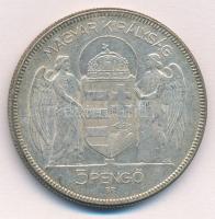 1930. 5P Ag "Horthy jobbra" T:2 patina
Adamo P8