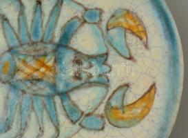 Gorka Géza (1894-1971): Rákos tálka. Kézzel festett mázas kerámia, jelzett (Nógrádverőce), apró kopá...