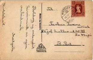 1946 "Boldog új évet", üdvözlőlap / New Year greeting card, children, mushroom, pig, clove...