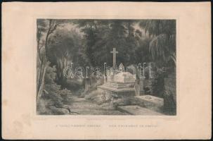 cca 1850 Ludwig Rohbock (1820-1883): A váczi temető Pesten (a mai Lehel csarnok területén), acélmetszet, 12x16 cm