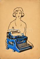 Jelzés nélkül: Ideal írógép plakátterv. Akvarell, papír. 31x20 cm,