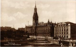 Hamburg, Rathaus mit Reichsbank / town hall, bank, trams