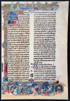 A Nekcsei Biblia legszebb lapjai. Egy lap bemutató a könyvhöz angol nyelvű magyarázattal. Kiadói pap...