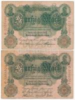 Német Birodalom 1908. 50M + 1910. 50M T:III-  German Empire 1908. 50 Mark + 1910. 50 Mark C:VG