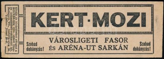 cca 1925 Bp., Kertmozi a Városligeti fasor és az Aréna út sarkán, reklámcédula