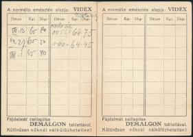 1935 Hetenként mérje magát! Testsúlymérés díjtalan - ellenőrző füzet Videx és Demaglon reklámmal