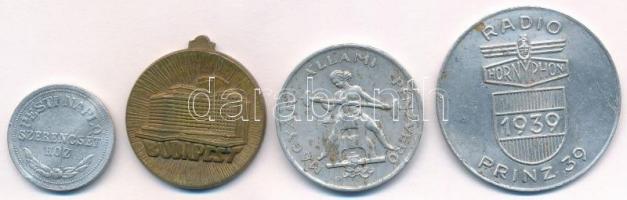 4 db-os emlékérem tétel, közte 1930. "A 80 éves Pesti Napló jubiláris éve 1850-1930" fém e...