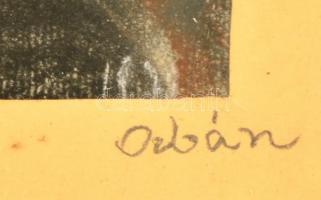 Orbán jelzéssel: Elhagyott templom. Pasztell, papír, üvegezett keretben, 31×22 cm