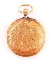 Női arany zsebóra. 14K arany, vésett tokkal, szép, működő állapotban, hibátlan számlappal. d: 30 mm,...