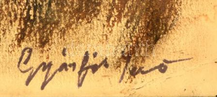 Gyárfás jelzéssel: Öregasszony portré. Szén, papír, üvegezett keretben, 43×30 cm