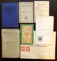 1927-1948 8 db érdekes vegyes okmány: Szakszervezeti könyv, munkakönyv, bevonulási igazolvány, erkölcsi bizonyítvány...