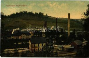 1909 Jindrichov, Heinrichsthal; Papierfabrik, Bahnhof / paper factory, railway station