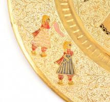 Elefántos keleties dísztál, zománcozott réz, d: 30,5 cm