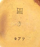 14 K arany, női zsebóra. Vésett tokkal, működő, szép állapotban, óratartó dobozzal / 14 C women'...