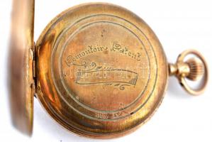 14 K arany, női zsebóra. Vésett tokkal, üveg nélkül, egy mutató lejár. Működő állapotban, óratartó d...