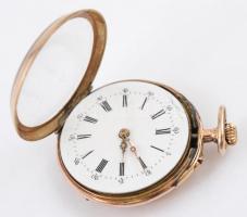 14 K arany, női zsebóra. Vésett tokkal, Működő állapotban, óratartó dobozzal / 14 C women's gol...