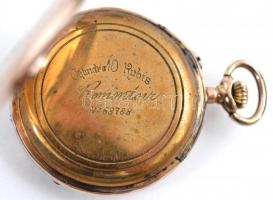 14 K arany, női zsebóra. Vésett tokkal, Működő állapotban, óratartó dobozzal / 14 C women's gol...