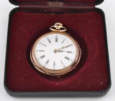14 K arany, női zsebóra. Vésett tokkal, Működő állapotban, óratartó dobozzal / 14 C women's gol...