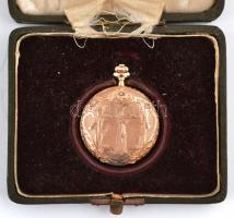 Duplafedeles 14 K arany, női zsebóra. Vésett tokkal, figurális díszítéssel, üveg nélkül de szép. műk...