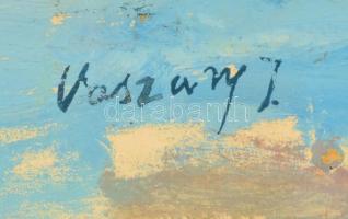 Vaszary jelzéssel: Tornyok. Olaj, farost, 34×35 cm