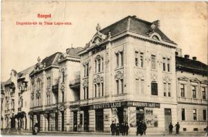 Szeged, Dugonics tér és Tisza Lajos utca, Markovics Lajos üzlete. K. H. 242. (fa)