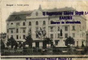 Szeged, Forbát palota, Tóth József üzlete, Haggenmacher Kőbányai Sörgyár rt. Baross étterme és sörcsarnoka (Rb)