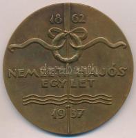 Reményi József (1887-1977) 1937. Nemzeti Hajós Egylet 1862-1937 / 75 év összetartásban Br emlékérem (80mm) T:2