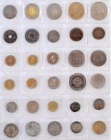 300db vegyes magyar és külföldi érmék piros éremtartó albumban, közte 1912. 1K Ag, 1950. 2Ft Cu-Ni, ...