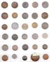 300db vegyes magyar és külföldi érmék piros éremtartó albumban, közte 1912. 1K Ag, 1950. 2Ft Cu-Ni, ...