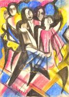 Scheiber jelzéssel: Táncolók. Pasztell, papír, 42×30 cm