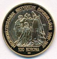 DN Magyar aranypénzek utánveretben - Ferenc József jubileumi 100 korona 1907 aranyozott Ag emlékérem (5,51g/0.999/25mm) T:PP