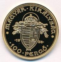 DN "Magyar aranypénzek utánveretben - Szent István jubileumi 100 pengő 1938" aranyozott Ag...