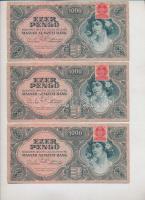 1945. 1000P (3x) piros MNB bélyeggel, sorszámkövetők T:II