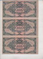 1945. 1000P (3x) piros "MNB" bélyeggel, sorszámkövetők T:II