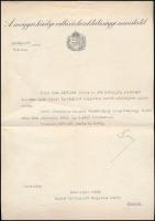 1937 Hóman Bálint vallás- és közoktatásügyi miniszter, történész aláírása helyettes tanári kinevezésen, fejléces papíron