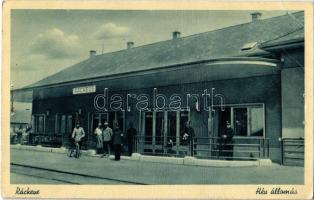 1944 Ráckeve, HÉV (Helyiérdekű Vasút) állomás, vasútállomás, vasutasok, kerékpár (Rb)