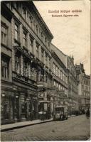 1911 Budapest V. Egyetem utca, Hotel Erzsébet királyné szálloda és étterem, svájci óra üzlet, autóbusz (EK)