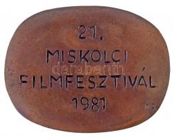 1981. "21. Miskolci Filmfesztivál 1981" Br emlékplakett. Szign.: MD (Mészáros Dezső?) (80x...