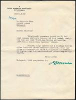 1949 Domonkos Miksa pesti hitközségi főtitkár gépelt, aláírt levele Seifert Géza ügyvédnek saját peres ügyével kapcsolatban, fejléces papíron