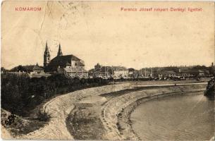 1911 Komárom, Komárno; Ferenc József rakpart a Darányi ligettel. L. H. Pannonia 135. / quay, park, church (EB)