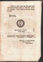 1818 I. Ferenc császár nyomtatott, német nyelvű oklevele lánya, Mária Lujza korábbi francia császárn...