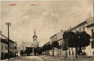 Leibic, Leibitz, Lubica; Fő utca, templom, üzlet. Divald Károly fia / main street, church, shop