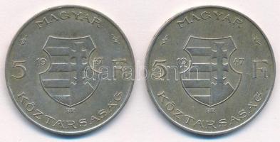 1947. 5Ft Ag "Kossuth" (2x) T:2,2- Adamo F8.1