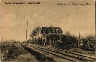 1925 Zsitvaújfalu, Nová Ves nad Zitavou; Vasútállomás. Kiadja Gartner Jakob / Bahnhof / railway station