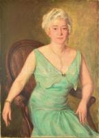 Györöki (Gyurkó) Pál (1904-1972): Női portré. Olaj, vászon, jelzett, lyukas, kopott, 110×80 cm