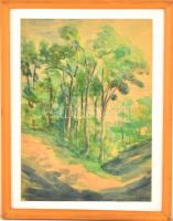 Ács József (1914-1990): Liget. Akvarell, papír, jelzett, keretben, 32×23 cm